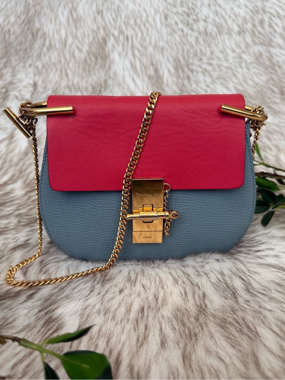 Chloe Small Drew Two-Tone Leather Crossbody Bag